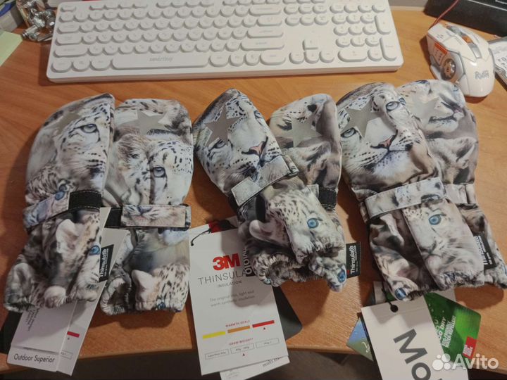 Molo igor snowy leopards варежки краги3-5 и 6-8лет