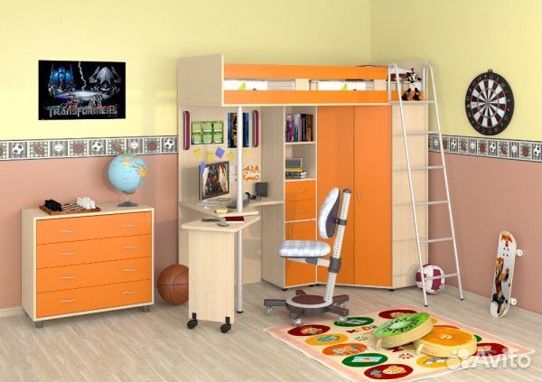 Кровать-чердак Теремок М-85