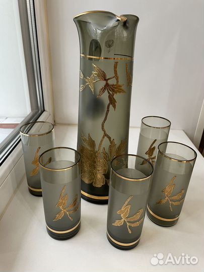 Кувшин и стаканы богемия, хрусталь чешский