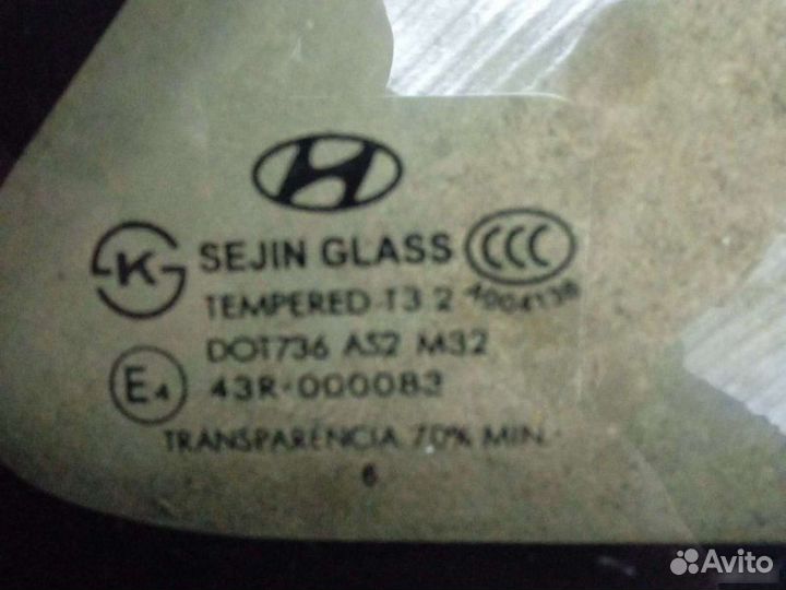 Стекло глухое для заднее правое Hyundai Elantra HD