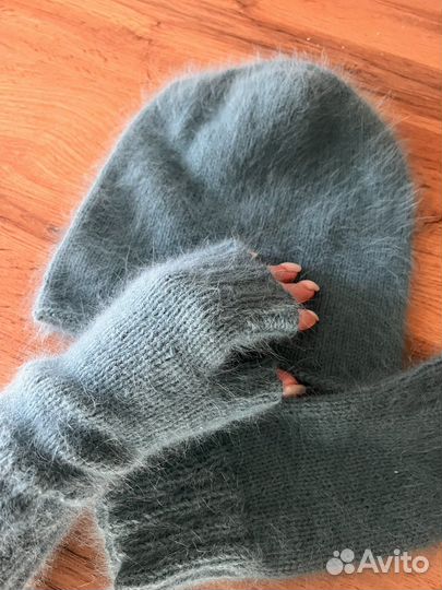 Шапка бини и митенки