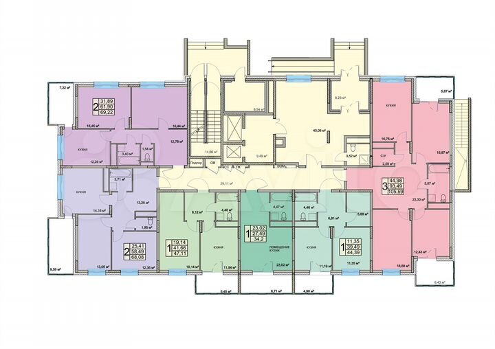 2-к. квартира, 69,2 м², 1/18 эт.