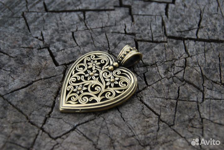 Кулон Сердце ручная работа бронза