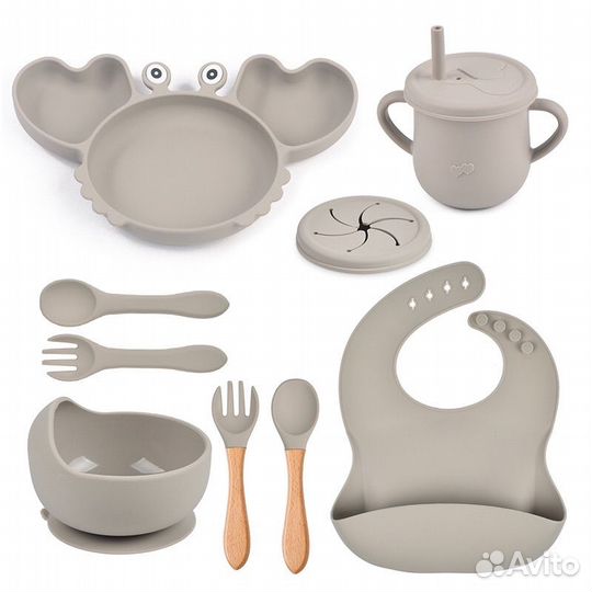Набор детской силиконовой посуды новый