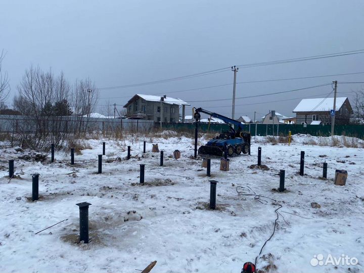 Сваи винтовые. Фундамент - установка