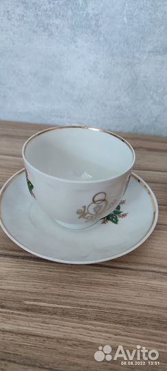 Чашки кофейные, блюдца и сливочник, фарфор Дулево