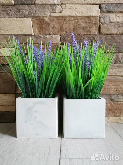 Искусственная зелень осока в гипсе декор лофт