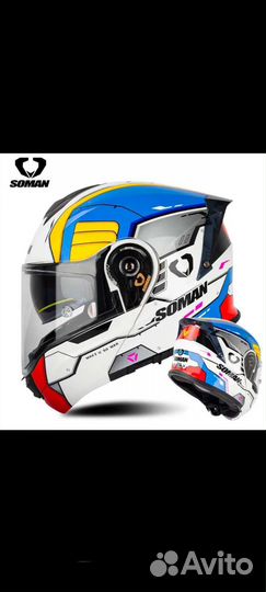 Мотошлем Soman-премиум,модул 3XL-4XL,63-64-66-68cm