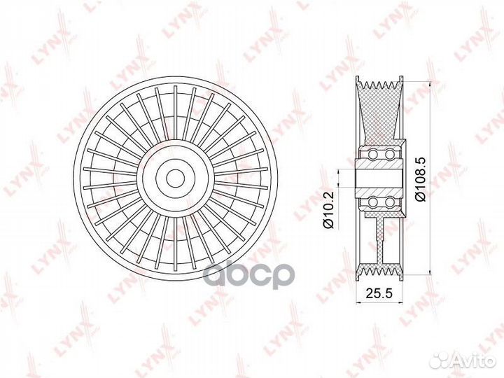 Ролик обводной приводного ремня PB7077 lynxauto