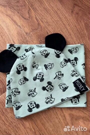 Шапочка, шарфик 3-6 мес новое