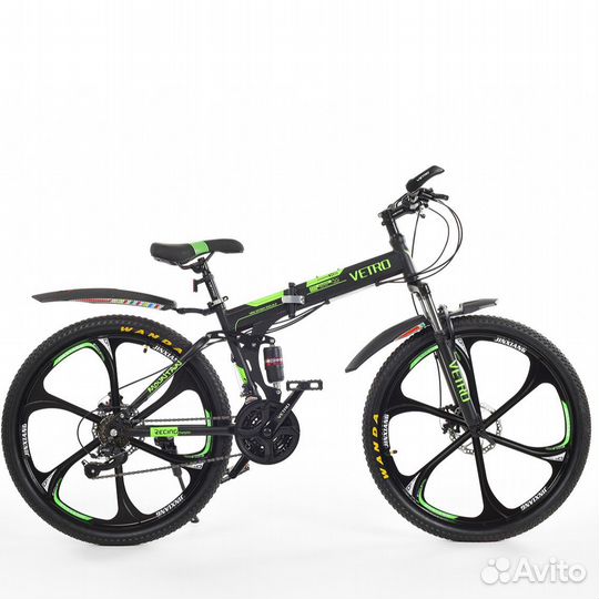 Велосипед vetro titan 2024 черный-зеленый