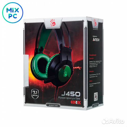 Наушники с микрофоном A4Tech Bloody J450 черный/зе