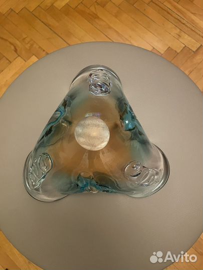 Винтаж: Пепельница из трёхцветного гутного стекла