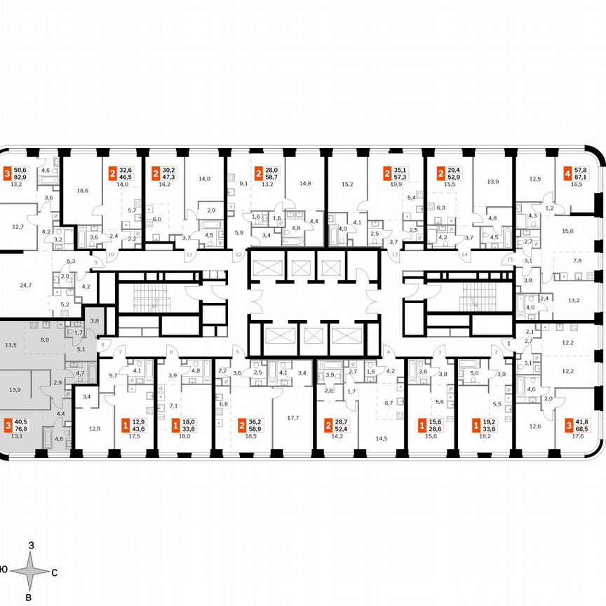 2-к. квартира, 76,8 м², 3/49 эт.