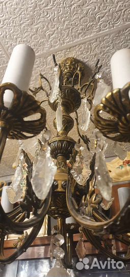 Люстры 3шт., бронза, хрусталь
