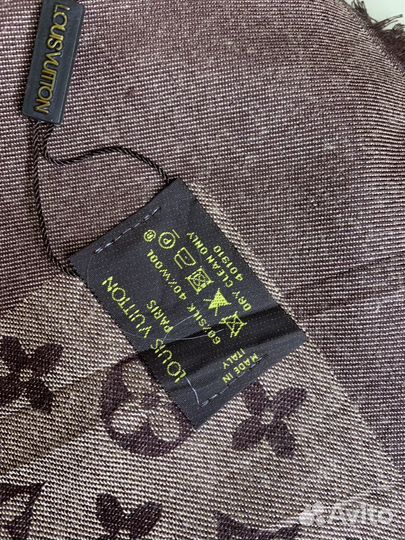 Платок шаль Louis Vuitton 140/140 коричневая