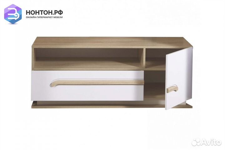 Тумба под тв Дора дуб сонома / белый глянец