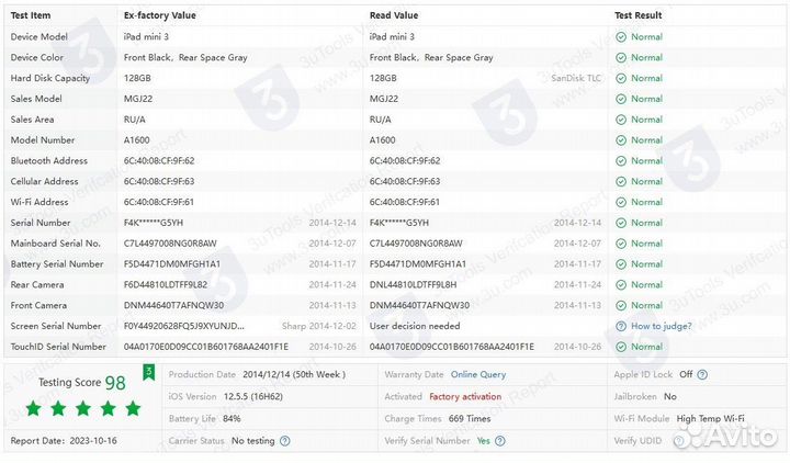 Планшет Apple iPad mini 3 128Gb Wi-Fi+Cellular бу