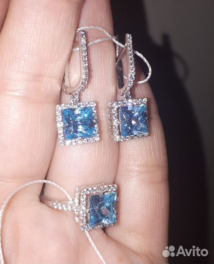 16,5раз.Серебряный комплект 925 пр.Серьги и кольцо