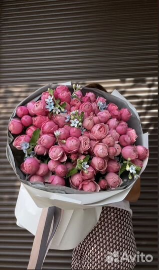 Кустовые розы пионовидные букеты цветы доставка