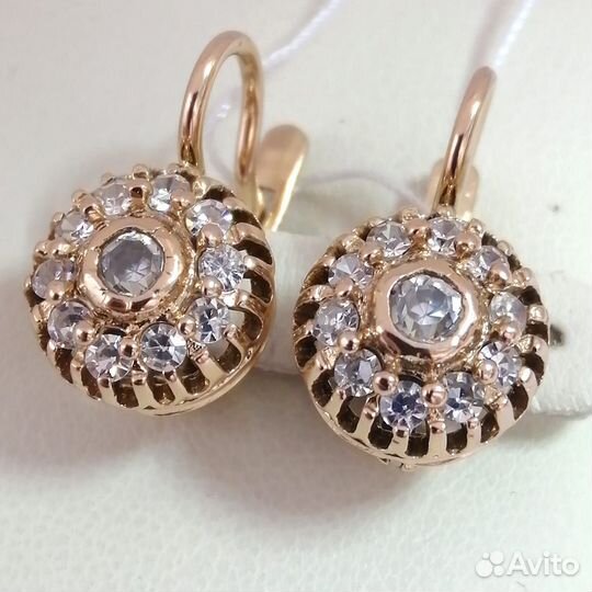 Серьги / 5,77г / Золото585 / фианиты круглые