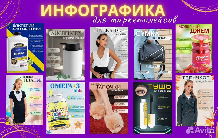 Инфографика для маркетплейсов (карточки WB, Ozon)