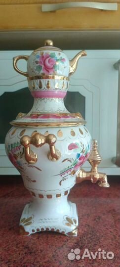 Самовар фестиваль розовый Гжель