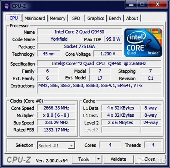 Intel Core 2 Quad Q9450 LGA775