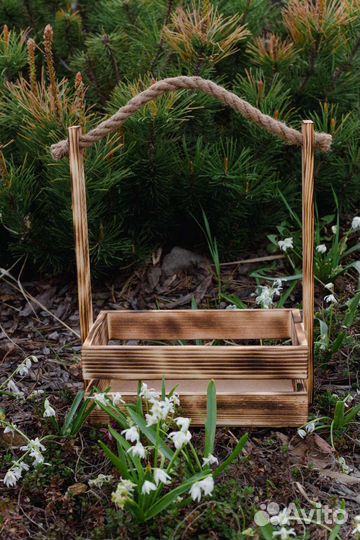 Деревянное декоративное кашпо, корзина