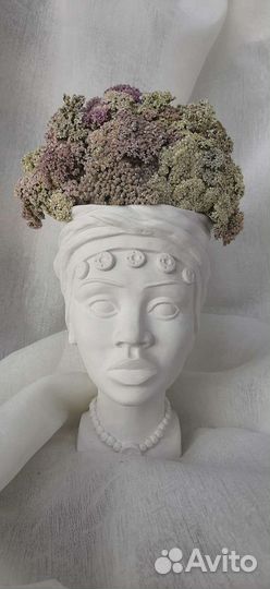 Кашпо из гипса, декор для дома