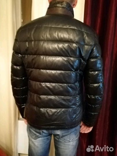 Пуховик кожаный