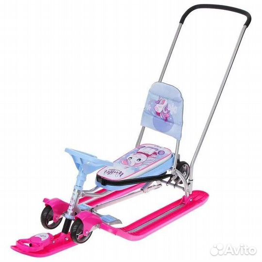 Снегокат детский зимний со спинкой и с выдвижными