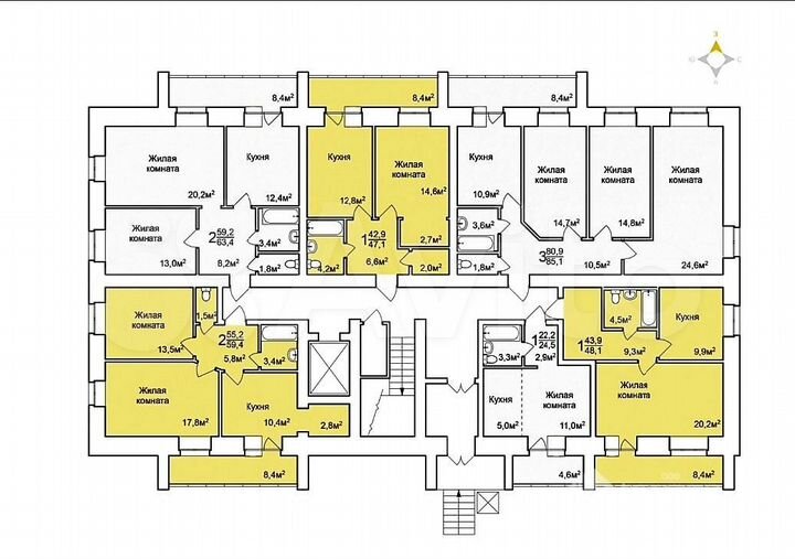 3-к. квартира, 85,8 м², 1/9 эт.