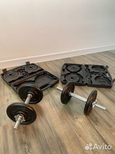 Набор гантелей разборных в кейсах