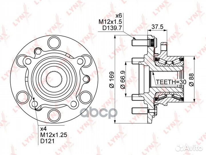 Ступица колеса перед прав/лев WH1126 lynxauto