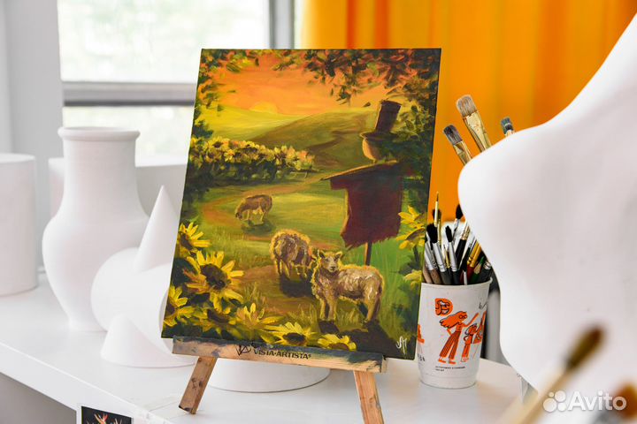 Интерьерная картина - Вечер в деревне