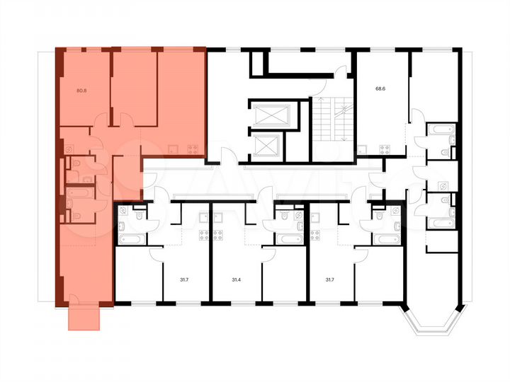 3-к. квартира, 80,8 м², 2/12 эт.