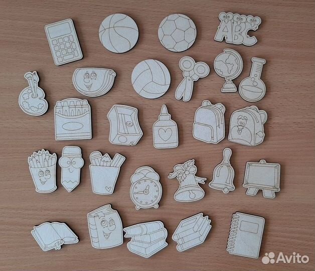 Деревянные заготовки значки броши для раскрашивани