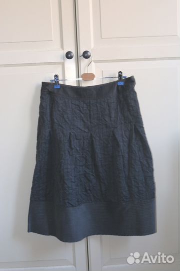 Юбка серая эффект мятости на кокетке