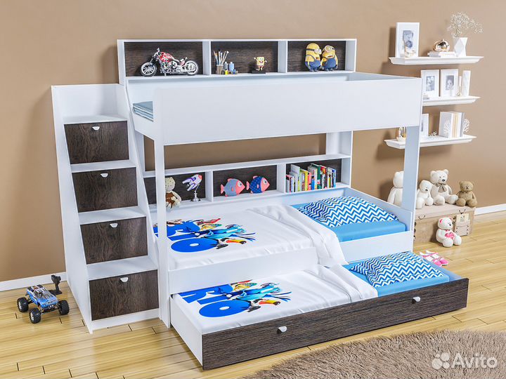 Кровать трёхъярусная для 3 детей Golden Kids 10.1