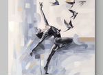 Картина маслом девушка птицы балерина 70х60 см
