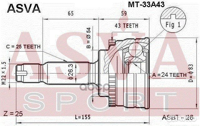 ШРУС наружный 24x54x25 MT-33A43 asva