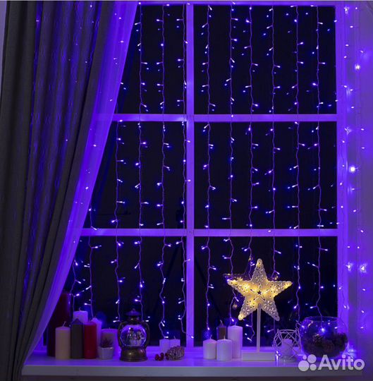 Гирлянда Штора фиолетовая (гирлянда занавес)