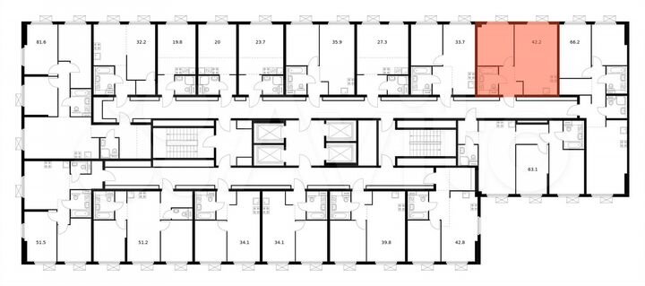 1-к. квартира, 42,2 м², 12/33 эт.