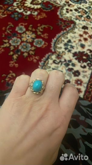 Золотое кольцо бирюза