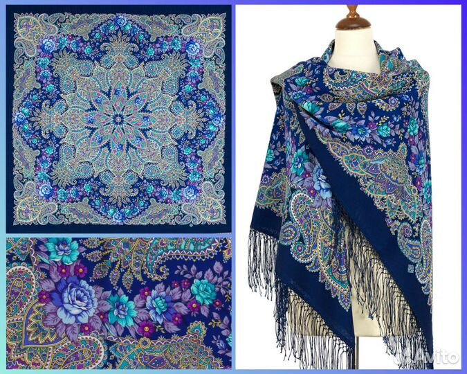 Коллекционный павловопосадский платок a la russe