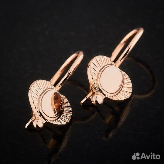 Серьги советские из красного золота с алмазной гра