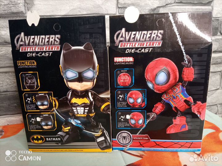 Фигурка Бэтмен/Человек паук светящаяся музыкальная
