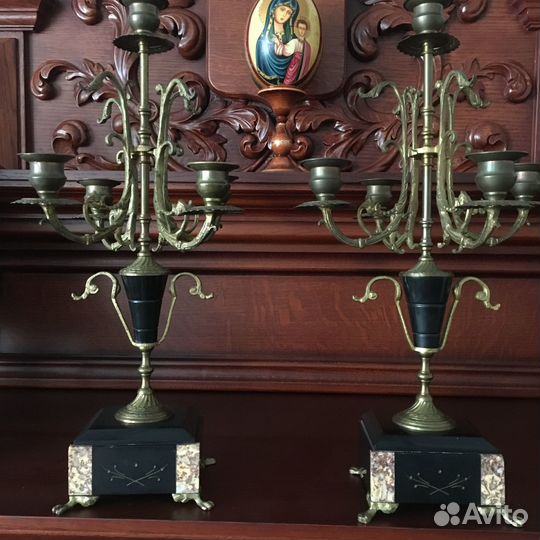 Канделябр пара на пять свечей старинные