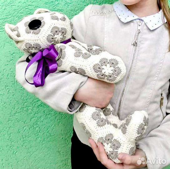 Мишка тедди ручная работа хлопок вязаный